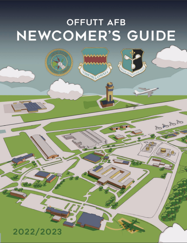 Graphic with a link to the 2022-23 Offutt AFB Newcomers Guide
