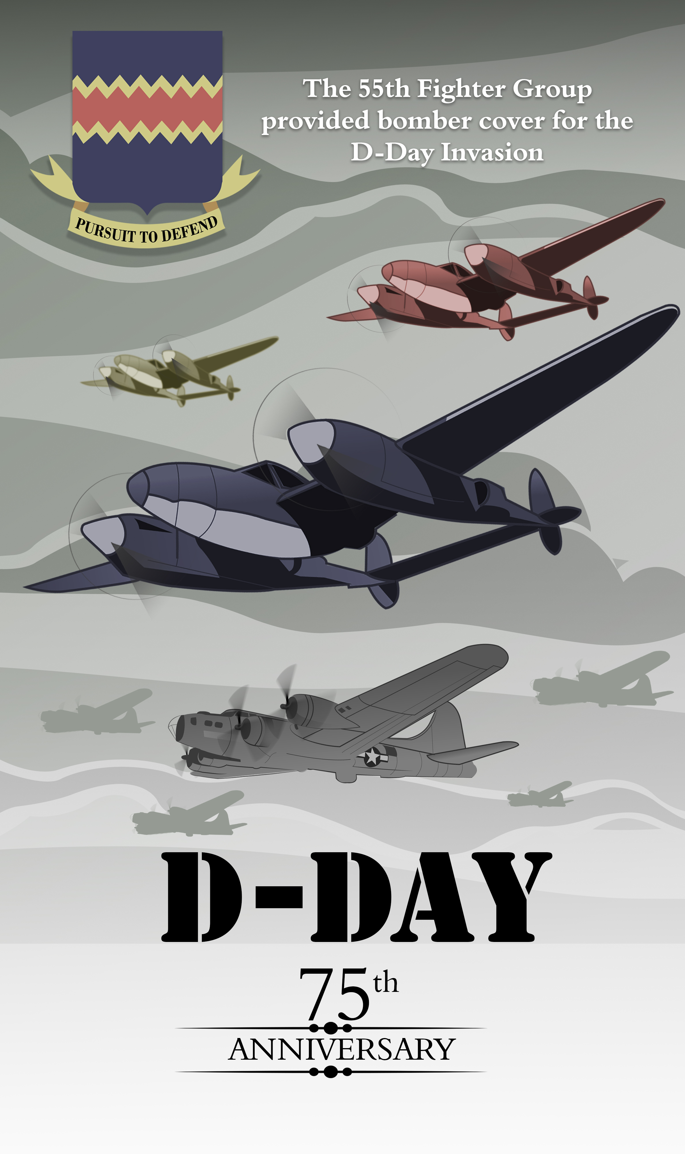 D-Day 55th Fighter Group Poster